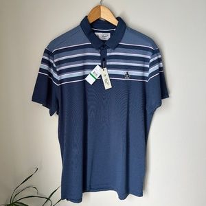 Original Penguin Munsingwear Gents Large Slub Colour Block Polo Black Iris NWT